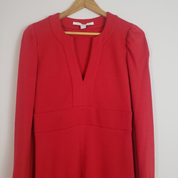 Diane Von Furstenberg Long Sleeve Dress Red 6 Wool Fit & Flare Romantic Classic - Picture 2 of 13